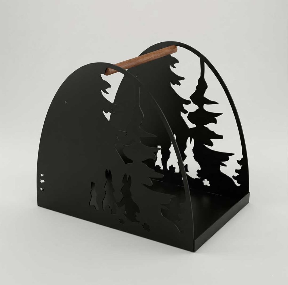 Дровница Зайцы с елками