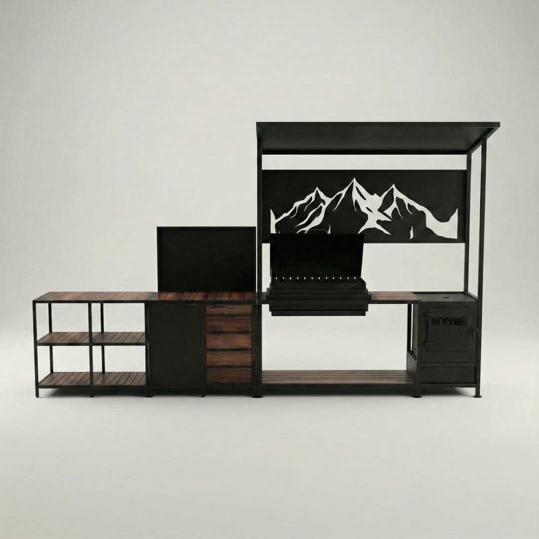 Мангальная зона с печью и казаном