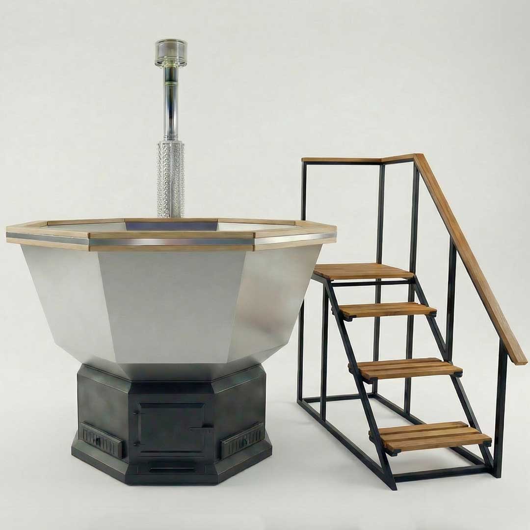 Лестница с поручнями и площадкой для чана