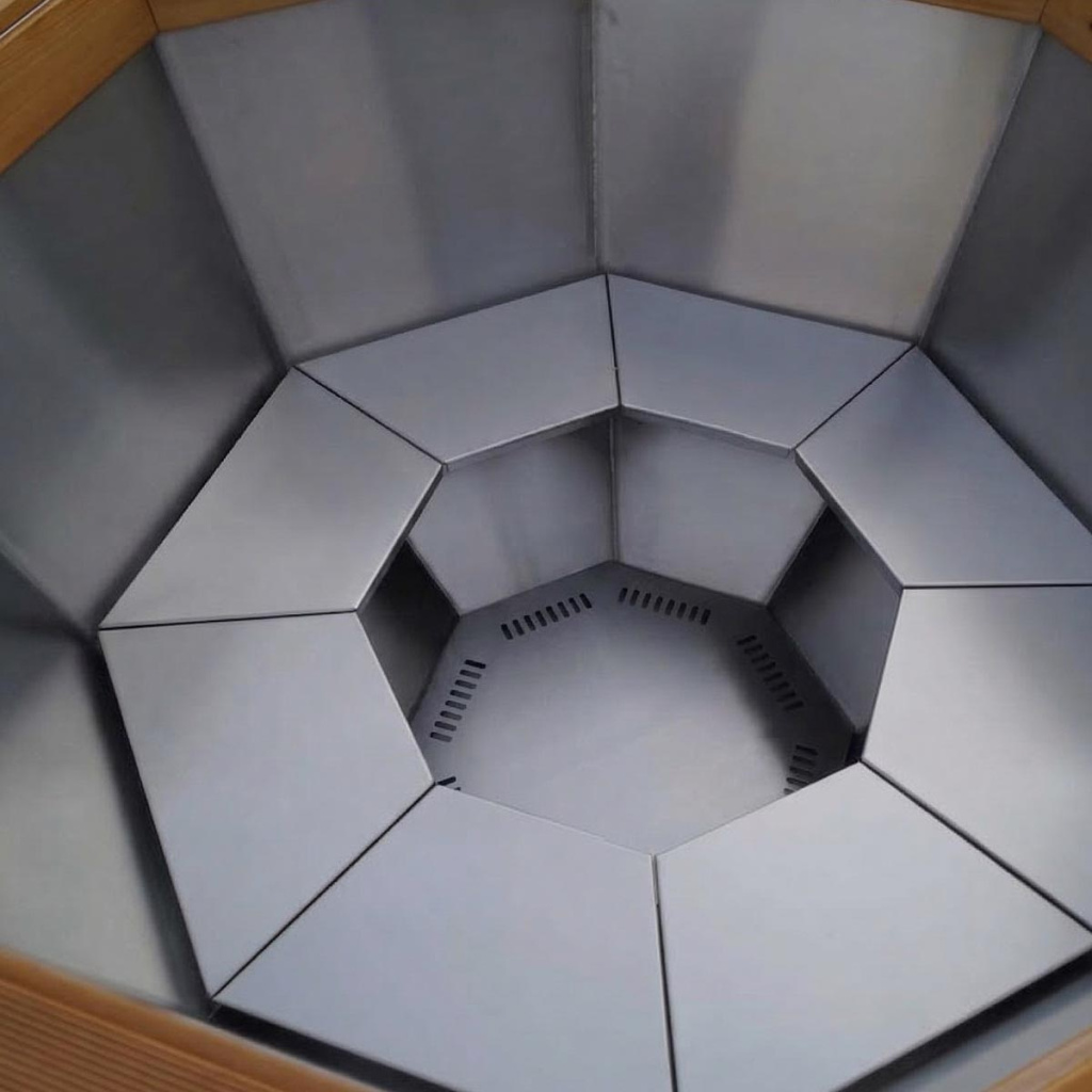 Банный Чан на дровах стальной 180см, Сталь 09Г2, Черный + лестница