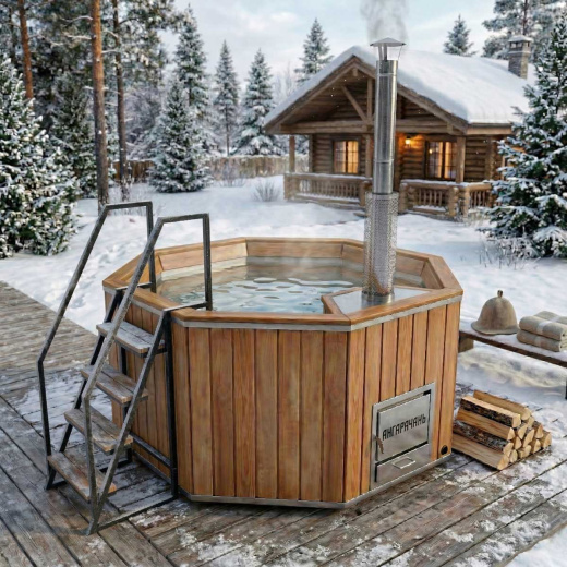 Купель Фурако 200x220см, AISI 304 отделка деревом + лестница