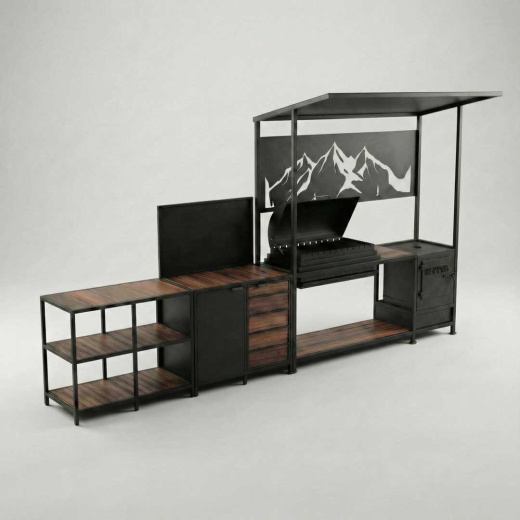 Мангальная зона с печью и казаном