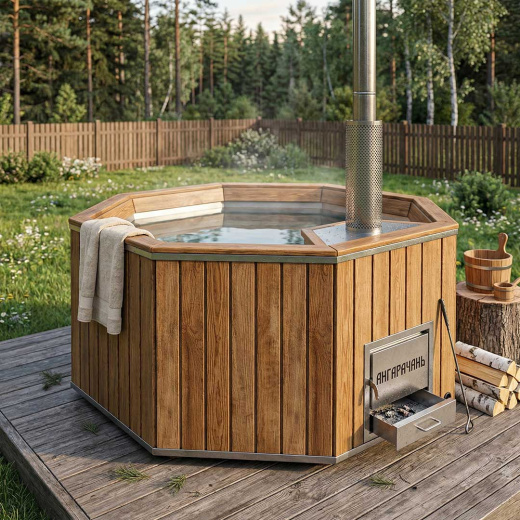 Купель Фурако 200x220см, AISI 304 отделка деревом + лестница