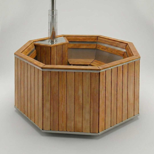 Купель Фурако 200x220см, AISI 304 отделка деревом + лестница